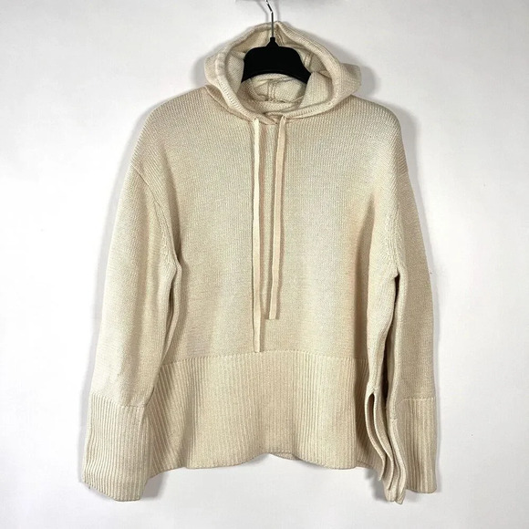 Toteme Sweater Merino Wool Organic Cotton Hoodie Knit Small Boxy Neutral Luxury - Picture 2 of 8